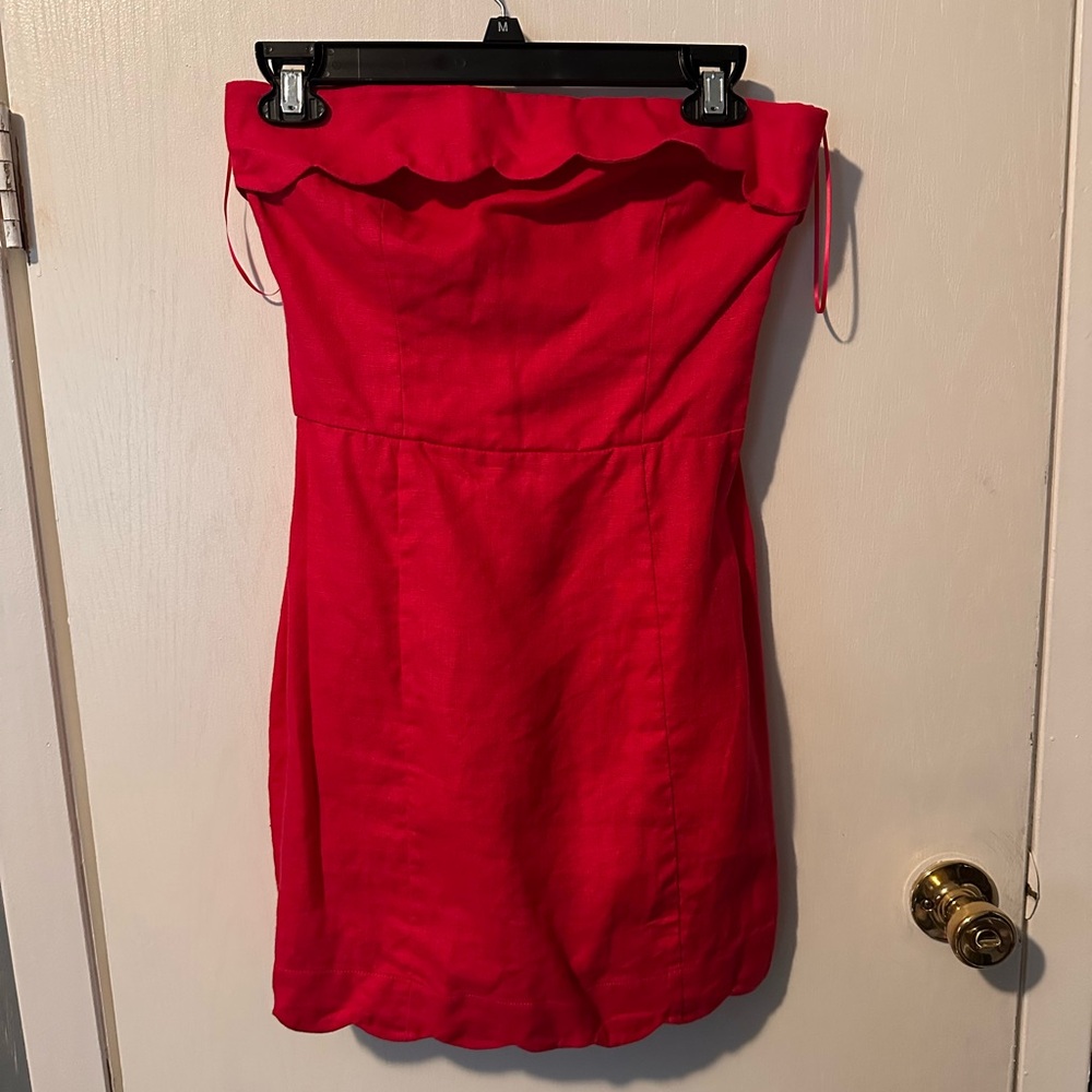 Reformation Vibrant Pink Linen Mini Dress